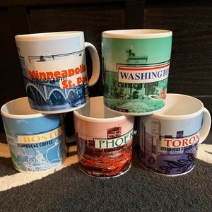 Set of 5 Starbucks collectors mugs